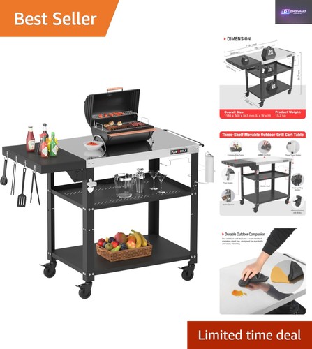 Luxury bbq trolley with tier - trolley, 3-tier